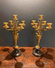 Coppia candelieri bronzo dorati