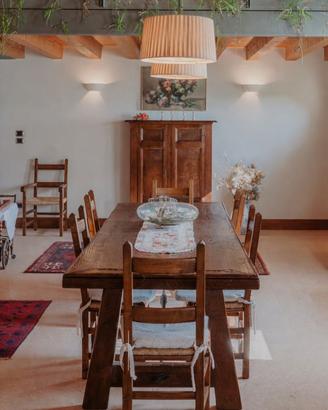 Tavolo rustico artigianale in castagno massello