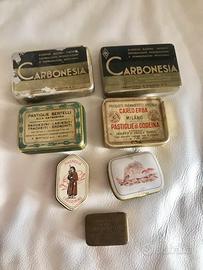 8 scatoline in latta medicinali vintage + omaggio