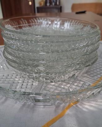 set dolce  con piatto torta  x  6 in vetro