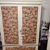 Armadio Vintage/Shabby Chic - Rivestito in tessuto