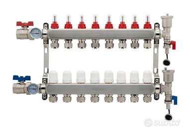 Collettore riscaldamento a pavimento acciaio 8 vie