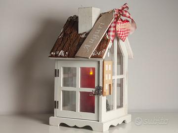 Casetta lampada natalizia shabby per luce