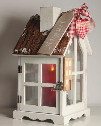 Casetta lampada natalizia shabby per luce