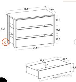 Cassettiera per armadio da 100 cm - Ventur