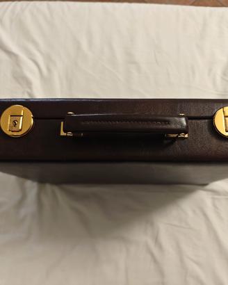 Valigetta 24 ore vintage in pelle marrone