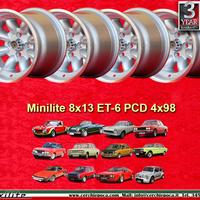 4 pz cerchi Fiat Minilite 8x13 ET-6 4x98