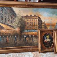 Tris di Quadri ad Olio - Vedute di Parigi e Natura