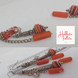 Orecchini etnici con pietre arancio