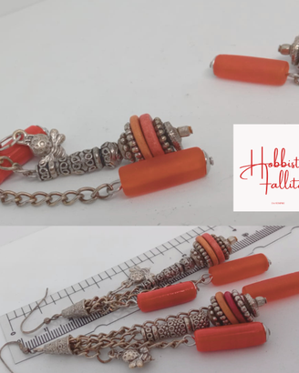 Orecchini etnici con pietre arancio