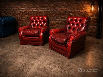 Coppia poltrone Chester Chesterfield pelle bor
