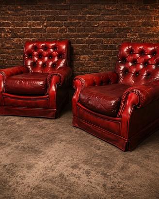 Coppia poltrone Chester Chesterfield pelle bor