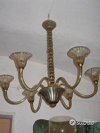 1930 Lampadario Venini 6 luci .AUTENTICO