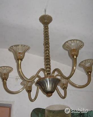 1930 Lampadario Venini 6 luci .AUTENTICO
