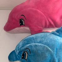 Coppia Peluche delfino azzurro e delfino rosa