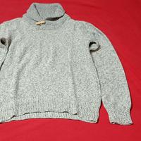 Maglione collo alto grigio chiaro / bianco