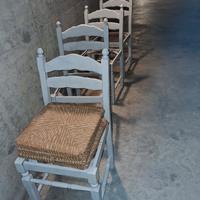 4 sedie di legno verniciate seduta da montare