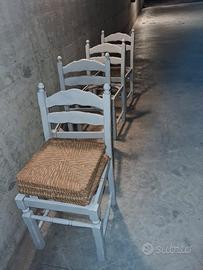 4 sedie di legno verniciate seduta da montare