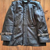 Giacca in vera pelle e camoscio vintage grigio ant