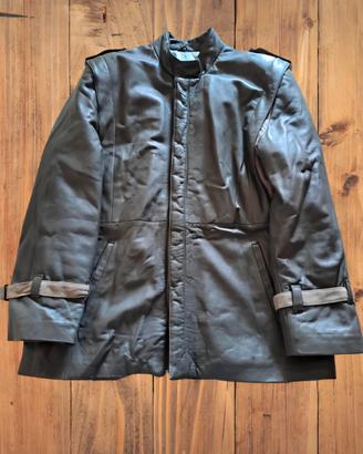 Giacca in vera pelle e camoscio vintage grigio ant