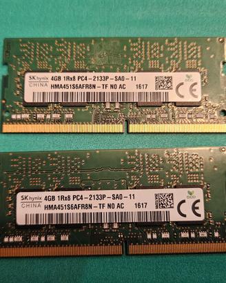 Memoria ram DDR4 2x4Gb 2133MHz sodimm