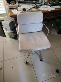 Set 5 Poltrone ufficio ecopelle bianca