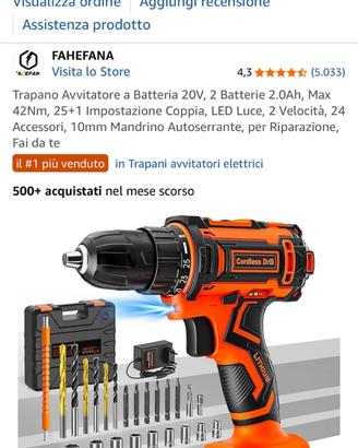 Trapano Avvitatore a Batteria 20V