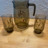 Brocca vintage con 2 bicchieri