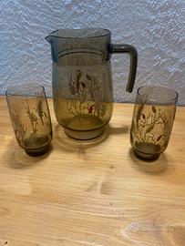 Brocca vintage con 2 bicchieri