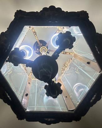Lampadario antico in ferro battuto