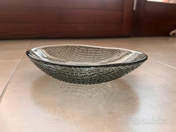 Ciotola in vetro lavorato grigio fumé