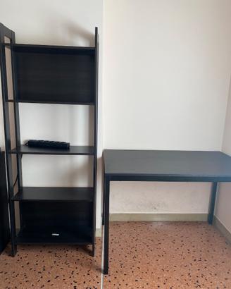 Scrivania e libreria, colore nero, IKEA