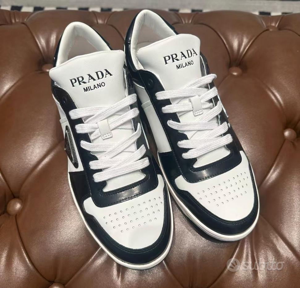 Pelle Prada Scarpe Uomo Bianche Scarpe Prada Sneakers Vendita In