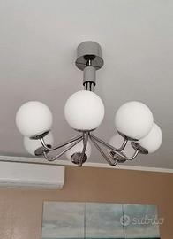 NR. 2 LAMPADARI ACCIAIO E VETRO DA SALA