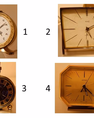Lotto 4 Orologi da Tavolo Vintage Swiza in Ottone