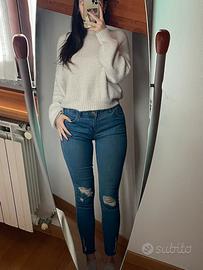 Jeans skinny blu a vita bassa Pull&Bear, taglia L