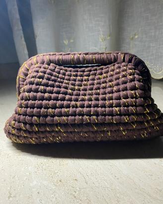 borsa uncinetto marrone&oro