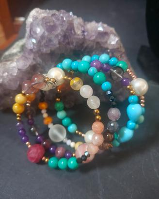 bracciale Memory wire con mix di pietre e colori 