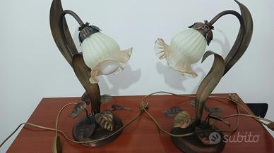 Coppia lampade da comodino in ferro battuto