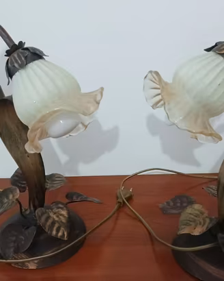Coppia lampade da comodino in ferro battuto