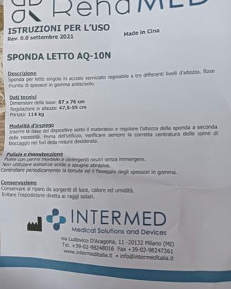 sponda per letto