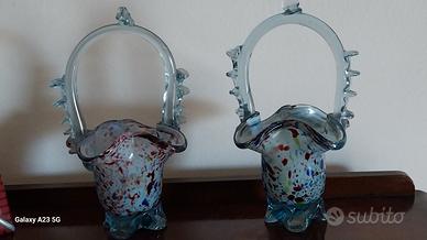 Coppia di Vasi Anni 70's Cristallo Vintage 