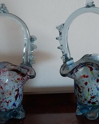 Coppia di Vasi Anni 70's Cristallo Vintage 