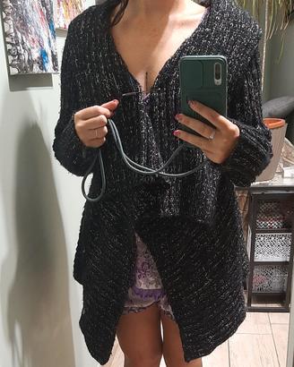 Cardigan lana asimmetrico