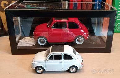 due modellini FIAT 500F 1/12 KK 500L  1/18 Welly