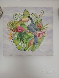 Quadro / Stampa su Tela Stile Tropicale con Tucano