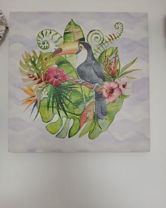 Quadro / Stampa su Tela Stile Tropicale con Tucano