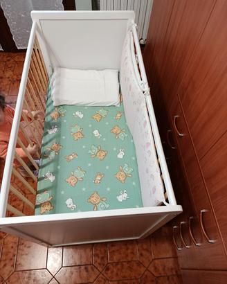 Lettino Neonato unisex in Legno Bianco con Cassett