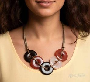 Collana  Boho-Chic con dischi  in agata vera