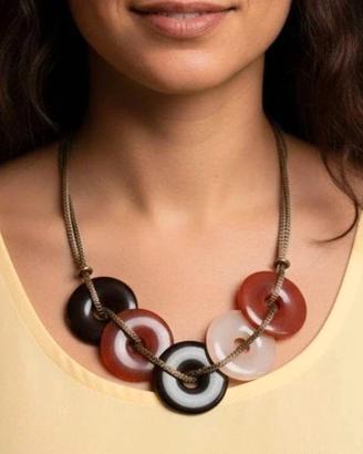 Collana  Boho-Chic con dischi  in agata vera